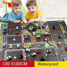 Load image into Gallery viewer, 83*57cm/130*100CM Large City Traffic Car Park Play Mat Waterproof Non-woven Kids Playmat Pull Back Car Toys for Children's Mat